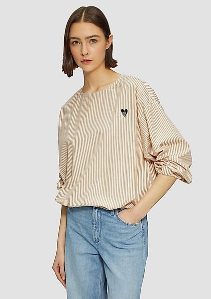 s.Oliver Langarmbluse Bluse Oversized Baumwollbluse mit Herz-Stickerei günstig online kaufen