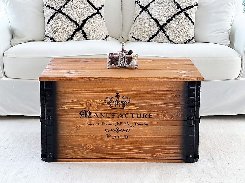 Holztruhe "Manufacture" handgefertigter Vintage-Look Kiefer günstig online kaufen