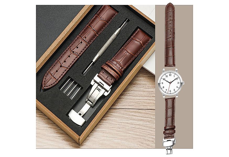 Jibenhome Wechselarmband Leder Uhrenarmband mit Geschenkbox,Edelstahl-Schna günstig online kaufen