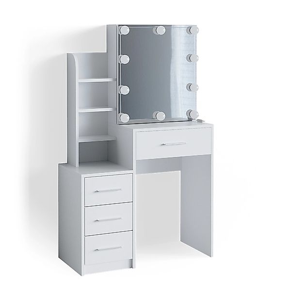 Vicco Schminktisch Conrada Weiß 36 cm mit LED Beleuchtung günstig online kaufen