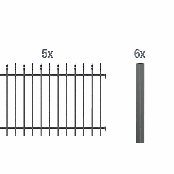 Metallzaun Grund-Set Chaussee Anthrazit z. Einbetonieren 100 cm x 1000 cm günstig online kaufen