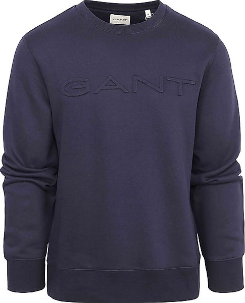 Gant Pullover Embossed Logo Navy - Größe XXL günstig online kaufen