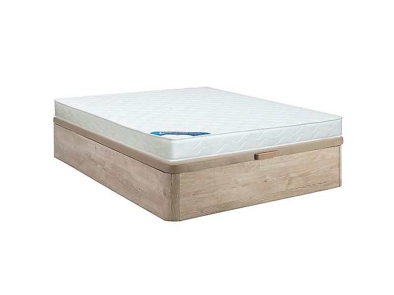 Set aus Bettgestell mit Bettkasten + Schaumstoffmatratze - 140 x 190 cm - S günstig online kaufen