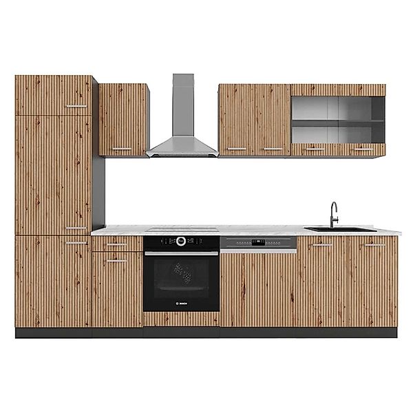 Vicco R-Line Küchenzeile Artisan Eiche/Anthrazit 300 cm AP Marmor ohne E-Ge günstig online kaufen