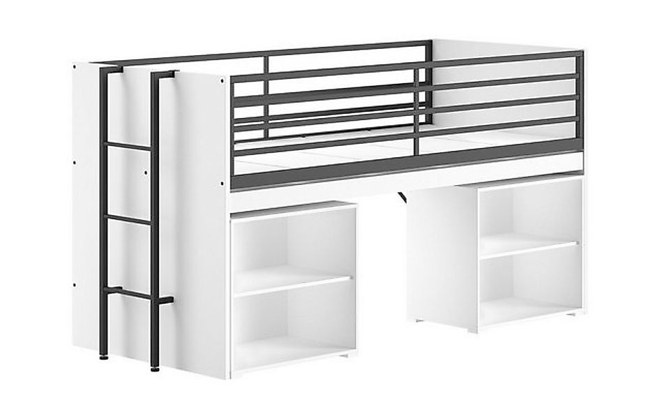 Natur24 Kinderbett Sam Halbhohes Bett mit Schreibtisch u. Regalen 98 x 219 günstig online kaufen