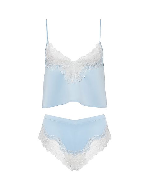 Bluebella Isabella Luxus-Satin Camisole- und Shorts-Set Eiswasserblau/Weiß günstig online kaufen