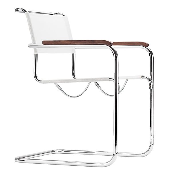 THONET Stahlrohr-Freischwinger S 34 N mit Armlehnen | Netzbespannung weiß | günstig online kaufen