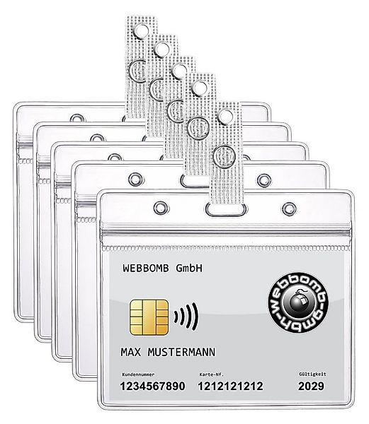 WEBBOMB Schlüsselanhänger 5x Ausweishülle ZIP Kartenhalter wasserdicht für günstig online kaufen