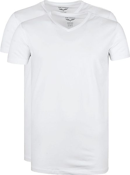 PME Legend Basic T-Shirt 2er Pack V-Ausschnitt Weiß - Größe M günstig online kaufen