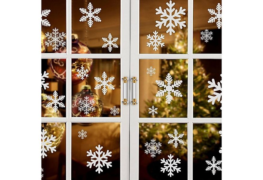 LuxusKollektion Dekohänger 96 Schneeflocken Fensterbild PVC Aufkleber Winte günstig online kaufen