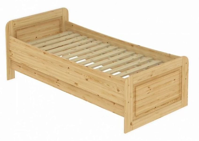 Erst-Holz® Bett extra hoch 120x220 Kiefer massiv Überlänge mit Rollrost nat günstig online kaufen