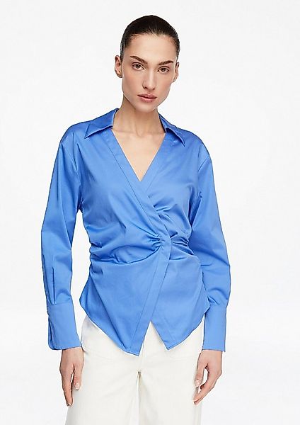comma Langarmbluse Bluse Bluse aus Baumwollsatin in Wickeloptik günstig online kaufen