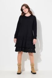 Ulla Popken Midikleid Sweatkleid Spitze Rundhals günstig online kaufen
