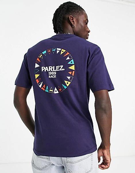 Parlez – Sabre – T-Shirt in Marineblau mit Rückenprint günstig online kaufen
