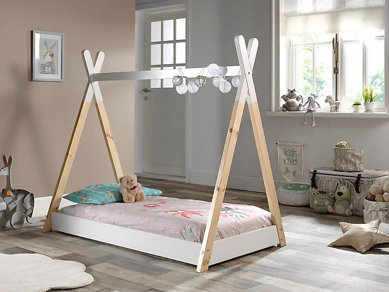 Vipack Kinderbett "Tipi, mit Querstange in Zelt-Optik, Kiefer massiv" inkl. günstig online kaufen