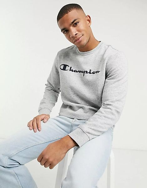 Champion – Sweatshirt mit großem Logo in Grau günstig online kaufen