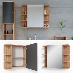 Vicco Badezimmerspiegelschrank Fynn, Goldkraft Eiche/Anthrazit, 79.6 günstig online kaufen