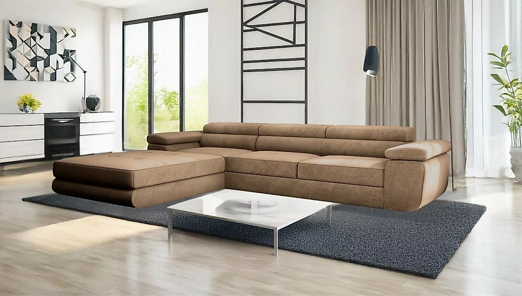 Goldstoff Ecksofa VENUS TWIN, mit Schlaffunktion und Bettkasten, 275x202x70 günstig online kaufen