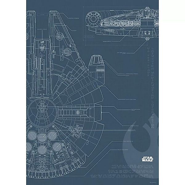 KOMAR Wandbild - Star Wars Blueprint Falcon - Größe: 50 x 70 cm mehrfarbig günstig online kaufen