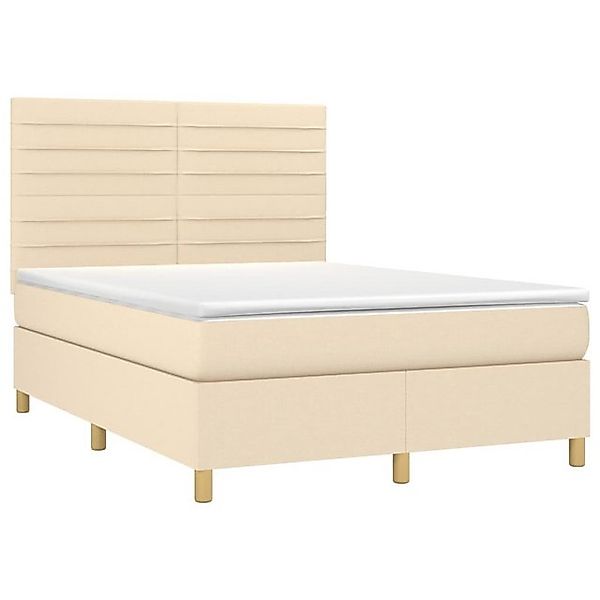 vidaXL Bett Boxspringbett mit Matratze Creme 140x190 cm Stoff günstig online kaufen