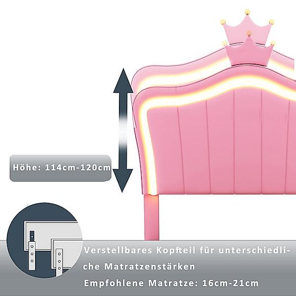 STILVORA Bett Polsterbett 90x200 mit Matratze,Bettgestell mit LED und Staur günstig online kaufen