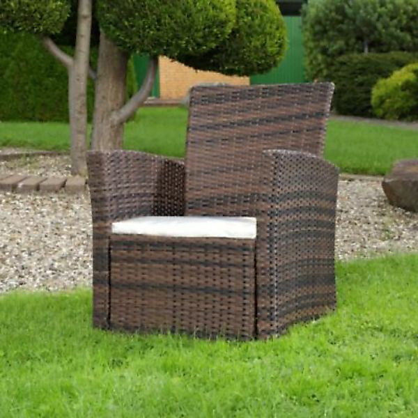 Mucola Gartenstuhl Relaxsessel Sitzmöbel aus Polyrattan in Braun mit Sitzki günstig online kaufen