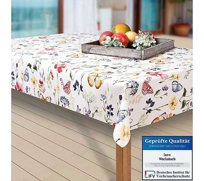 laro Tischdecke Wachstuch-Tischdecken Abwaschbar Blumen. Schmetterling/bunt günstig online kaufen