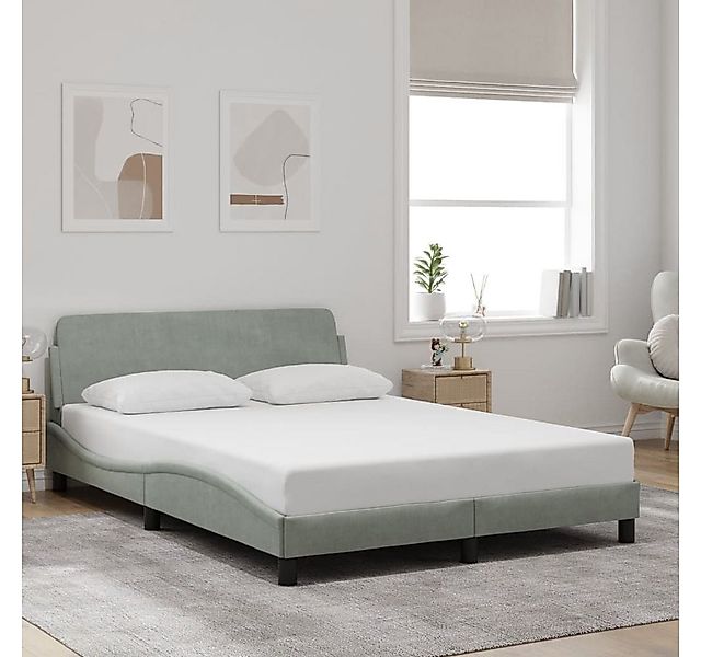 furnicato Bettgestell "Dover" Hellgrau 140x190 cm Samt (1-tlg) günstig online kaufen
