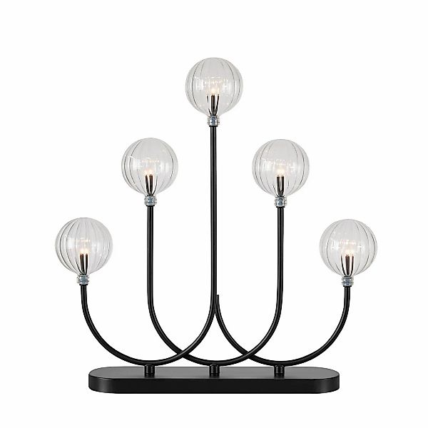 LED-Kerzenhalter Enys, schwarz/klar, Eisen/Glas, 5-flammig günstig online kaufen