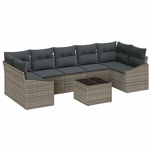 vidaXL Sofa Set mit Kissen mit Speicher 8-Tlg Grau Poly-Rattan 3355308 günstig online kaufen