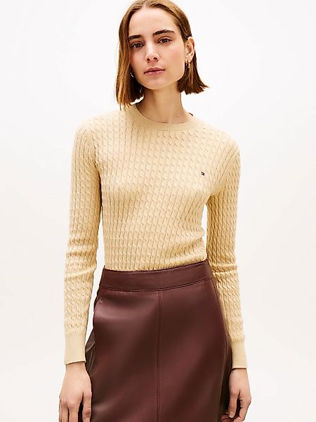 Tommy Hilfiger Rundhalspullover "CO CABLE C-NK LS SWEATER" Baumwolle, mit Z günstig online kaufen