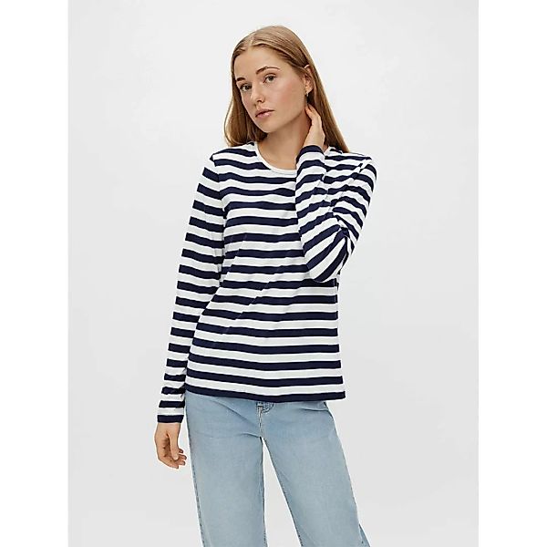 Pieces Ria Langarm-t-shirt XS Bright White / Stripes Maritime Blue günstig online kaufen