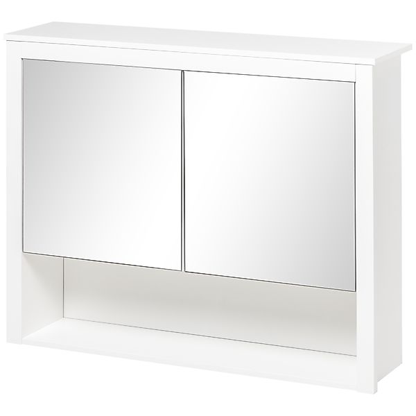 HOMCOM Badezimmerschrank mit Spiegel, Wand-Badezimmerschrank, 2 Spiegeltüre günstig online kaufen