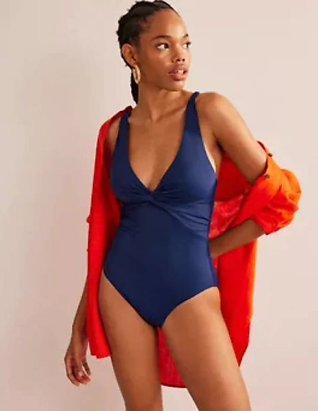 Klassischer Badeanzug mit Twistdetail Damen Boden, Französisches Marineblau günstig online kaufen