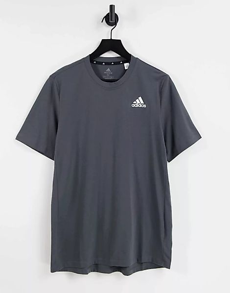adidas – Training – Graues T-Shirt mit Logo-Grün günstig online kaufen