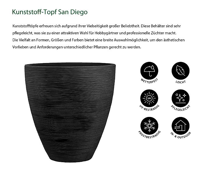 Dehner Blumentopf San Diego, versch. Größen, günstig online kaufen