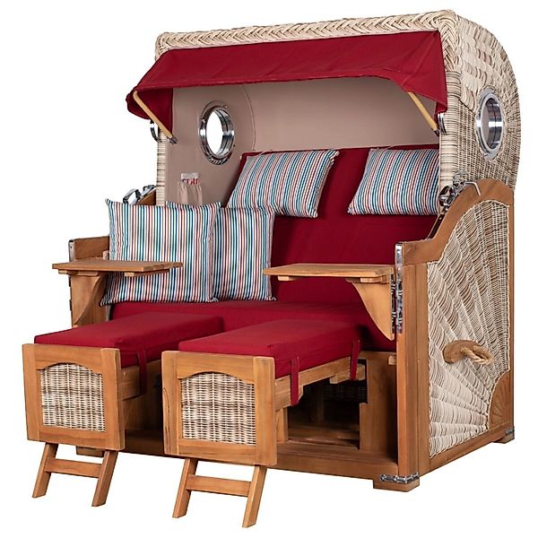 bene,iving Strandkorb Komplettset Ammersee Grande XL Teak Bullauge PE Shell günstig online kaufen