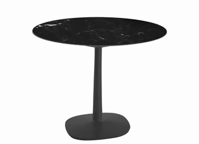 Runder Tisch Multiplo indoor/outdoor - keramik stein schwarz / Marmoroptik günstig online kaufen