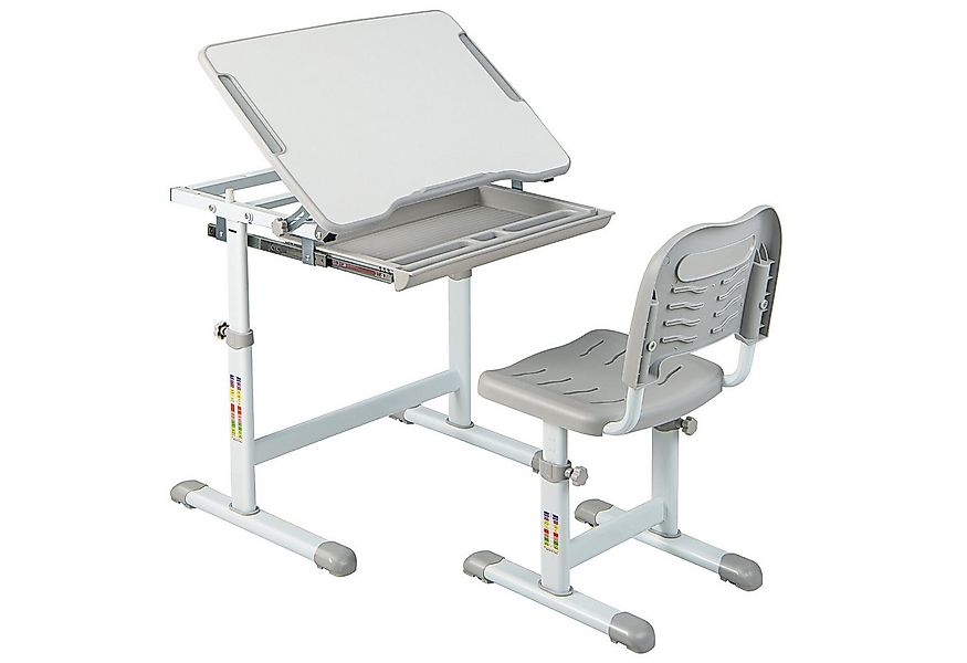 COSTWAY Kinderschreibtisch, mit Stuhl, neigbare Tischplatte, höhenverstellb günstig online kaufen