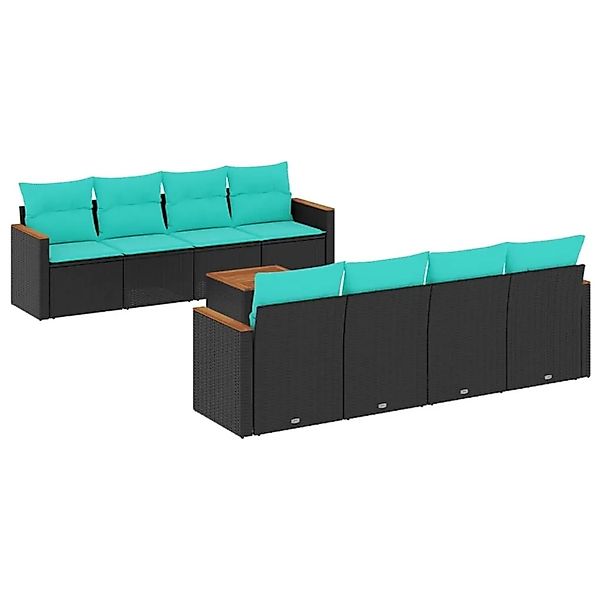 vidaXL 9-Tlg Gartensofa-Set mit Kissen Schwarz Polyrattan 3225819 günstig online kaufen