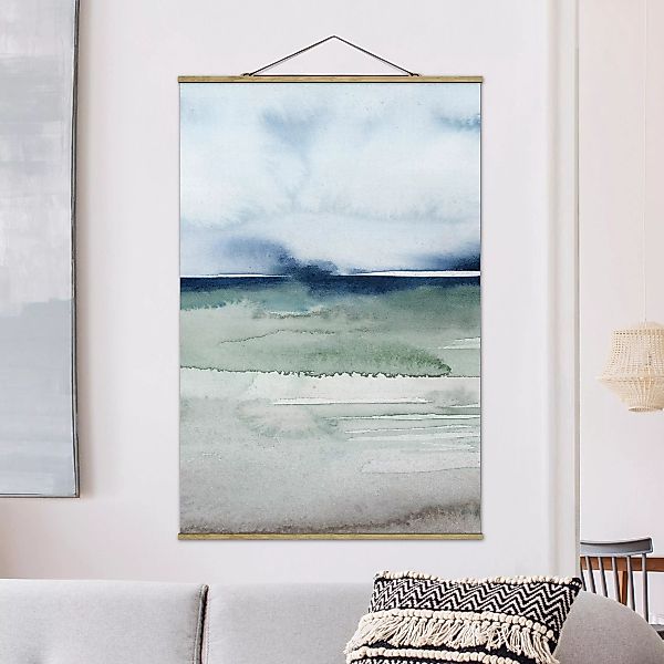 Stoffbild Strand mit Posterleisten - Hochformat Meereswogen I günstig online kaufen