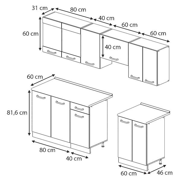 Vicco Küchenzeile R-Line, Grau/Anthrazit/Anthrazit, 240 cm, günstig online kaufen