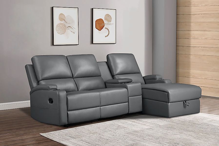 Home affaire Ecksofa "NAPORI Multimediasofa, 3er Kinosessel XXL, L-Form, 3 günstig online kaufen