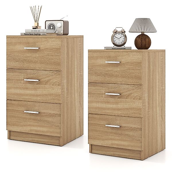 COSTWAY Nachttisch Aktenschrank (2-St), mit 3 günstig online kaufen