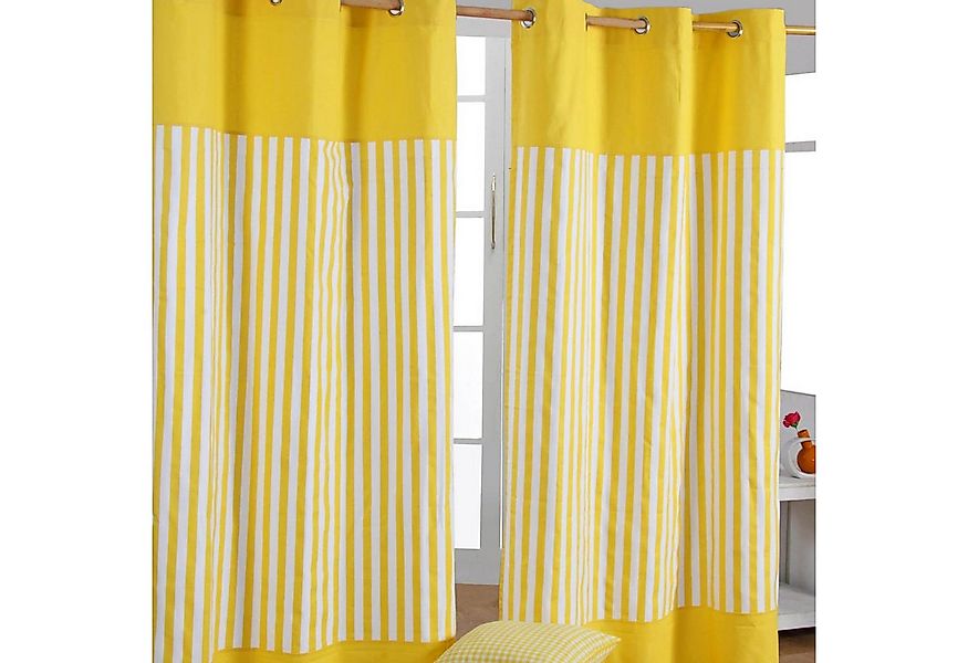 Homescapes Gardine Gardinen mit Ösen breite Streifen gelb 100% Baumwolle, 1 günstig online kaufen