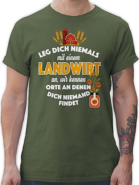 Shirtracer T-Shirt Leg dich niemals mit einem Landwirt an Landwirt Geschenk günstig online kaufen