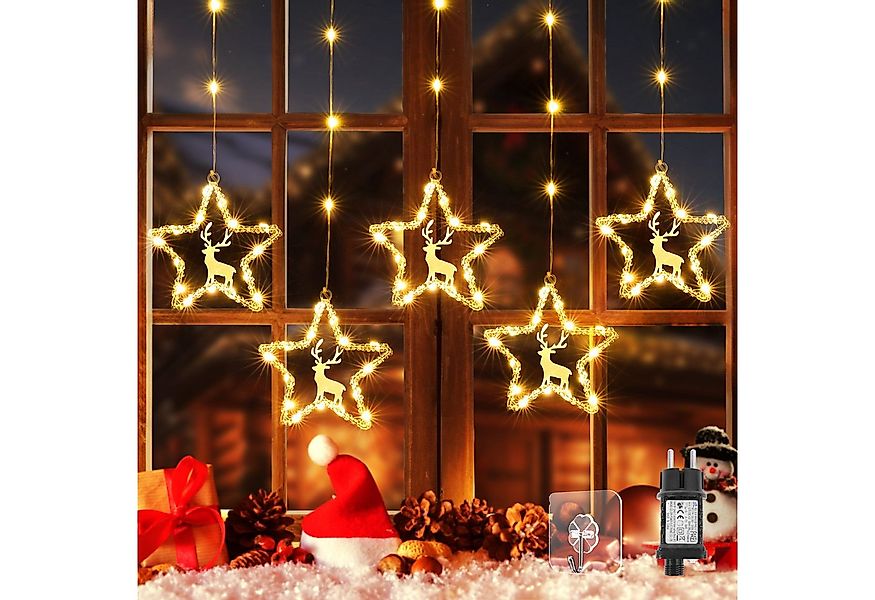 Elegear LED-Lichterkette 0,8/1,2m LED Lichtervorhang Weihnachtsdeko mit hak günstig online kaufen