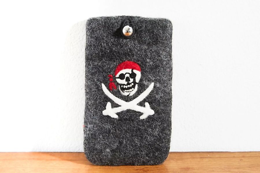 Schutzhülle Für Smartphone Aus Filz, Pirat, Totenkopf,16x10cm günstig online kaufen