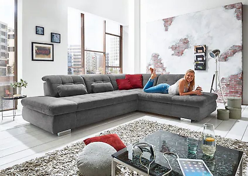 Die PlanBar Ecksofa "MP-IN17004 L-Form" wahlweise mit Bettfunktion, Sitztie günstig online kaufen