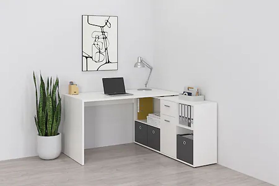 FMD Eckschreibtisch »Lexo« Schreibtisch/Sideboard viel Stauraum, beidseitig günstig online kaufen
